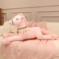 90cm Horse Stuffed Animal Plush Toy Giant Pony Unicorn Doll Gentle Hugging Pillow Tassel Chain Horse Sofa Cushion Home Gifts 90cm rožinė