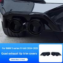 Skirta BMW G60 2025-2026 m. Galinio spoilerio keturių išmetamųjų dujų vamzdžių dangtelis yra modifikuotas juodinta išmetamųjų dujų vamzdžio apdaila juoda