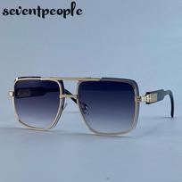 Steampunk Oversized Square Sunglasses Men  Luxury Brand Vintage Metal Double Beam Punk Sun Glasses For Male Classic Shades