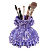 Makeup Brush Storage Box Princess Dress Shape 3D Printed Pen Holder Large Capacity Organizer for Home Office violetinė