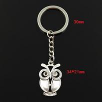 Madingas 30 mm raktų pakabukas Metalinis raktų pakabukas Raktų pakabukas Juvelyriniai dirbiniai Antikvariniai sidabro spalvos padengti didelėmis akimis Pelėda 34x21mm sidabras