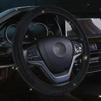 Bling Bling deimantiniai kalnų krištolo akmenys automobilio vairo dangtelis 37/38 cm automobilio salono priedai Moteriškas dėklas Automobilio stilius keturiems sezonams įvairiaspalvis