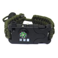 Survival Paracord apyrankės taktinės avarinės įrangos komplektas su lazeriniu infraraudonųjų spindulių SOS LED žibintuvėliu UV lempos kompaso gelbėjimo švilpuku armijos žalia spalva