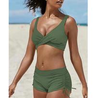 Moterų Tankini maudymosi kostiumas su šortais Seksualus maudymosi kostiumas Kamufliažinis Dydis Plius Maudymosi kostiumai Dviejų dalių Bikini rinkinys Maillot De Bain Femme L armijos žalia spalva