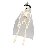Realistiškas plastikinis skeletas nuotaka/jaunikis kaukolė Helovino dekoracija patalpoms lauke vakarėliams baisios temos renginiams B