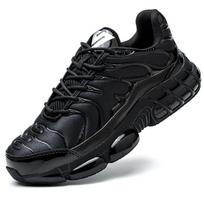 Steel Toe Work Boots Four Seasons Anti-smash Anti-puncture Safety Shoes Lightweight Breathable Sneakers for Outdoor Work Black 35