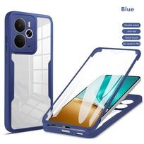 360 viso kūno ekrano apsauga Skaidrus dėklas For Realme 14 15 Pro + Plus dydžio Smūgiams atsparus telefono dėklas For For Realme 14 15 14X Realme 14X 5G mėlyna