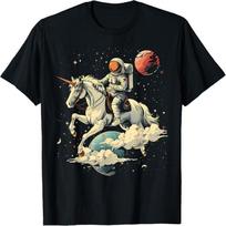 Cute Unicorn Rainbow Galaxy Girls Astronaut Riding A Unicorn T-Shirt S juoda