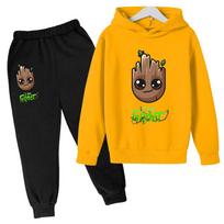 Marvel Hoodies for Boys Girls Cartoon groot Hooded pant set Kids cosplay anime Pullover Sweatshirt Children Clothes 4-14Y 100 dangaus mėlyna spalva