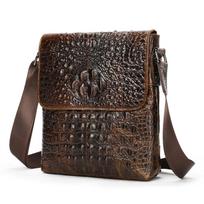 Casual Bag Made of Genuine Leather, Men's Crossbody Flip Bag, Men's Crossbody Bag, High-end Men's Bag, Men's Casual Shoulder Bag tamsiai ruda spalva