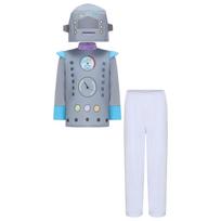 Unisex vaikiškas roboto kostiumas Ilgomis rankovėmis Spalvingas margintas viršus Elastingas juosmuo kelnės Mielas roboto galvos apdangalas Cosplay Helovino rinkinys 3-4 Years pilka