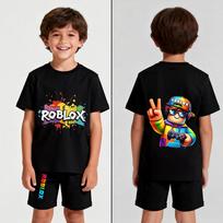 Fashion Cartoon Game Printed Kids T Shirt and Shorts 2 Piece Set Summer Casual Outfit for Boys and Girls Childrens Clothing 100