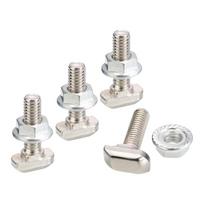 20 Sets Silver M6 Hexagon Flange Nut Set Carbon Steel T Shape Stud Sliding Screw 20 Sets