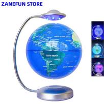 Plaukiojantis gaublys 8” 20cm 3D sukimosi su LED šviesa magnetinės levitacijos namų stalo dekoravimui, kūrybiški ornamentai dekoracija EU Plug blue