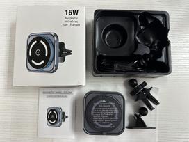 15W Magnetic Wireless Car Charger with LED Ambient Light and MagSafe Phone Mount