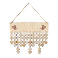 Wooden Family Birthday Reminder Calendar Board Wall Hanging DIY Birthday Tracker Plaque with 50 Tags Gift for Mom A