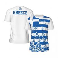 Summer 3D printed casual quick drying breathable Greek flag men's football T-shirt XXS balta