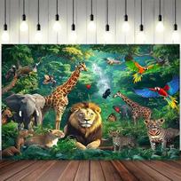 2D Džiunglių Zoologijos Sodo Gobelenas, 2D Plokščio Spaudimo Safari Gyvūnų Fono Audinys Namų Dekoravimui 47.2x31.5inch/120*80cm