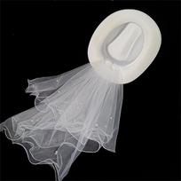 Bride White Cowboy Veil Hat Pearl Rhinestone Wedding Cowgirl Hat Bach Bachelorette Hen Party Bridal Shower Decoration Gift balta