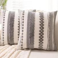 Boho Throw Pillow Cover 18x18 Decor Cushion Cases Multicolor Striped Chenille Pillow Cover Accent Pillowcase for Sofa Couch Bed 45x45CM 1Pcs