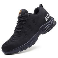 AMAWEI Men Work Sneakers Anti-smash Safety Shoes Anti-puncture Work Protective Shoes Breathable Light Security Steel Toe Shoes 40 juoda