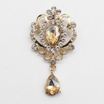 New Gold Retro Crystal Brooch, Water Drop Rhinestone Jewelry, Clothing Can Be High-end Light Luxury Brooch Jewelry