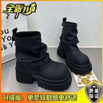 2025 summer new Martin boots big head medium tube thick bottom round head versatile sleeve light foreign gas shallow mouth single boots 35 juoda