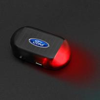 Automobilio netikras apsaugos žibintas, maitinamas saulės energija, universalus įspėjamasis LED žibintas, signalizacijos lemputė, apsauga nuo vagystės, skirtas Ford Mustang Explorer Focus Shelby GT350 Kuga Fusion F-150 ford raudona