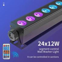 24x12W RGBW 6in1 LED juosta Sienų ploviklis Vidaus spalvota juostinė šviesa DMX512 valdymas Profesionali atmosfera DJ Disco sieninė šviesa Sceninis apšvietimas juoda