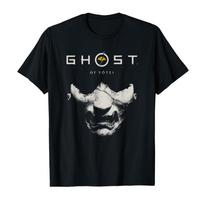 Ghost of Yotei Samurai Mask with Logo Video Game T-shirt For Men Women 100% Cotton T Shirts Short Sleeve Tops 1106-2 S