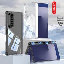 Samsung Z Fold7 Magnetic Transparent Protective Case with Airbag Film Integration Samsung Z Fold7 skaidri juoda spalva