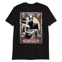 Horror The Lovers Tarot Card Funny Frankenstein And Bride T-Shirt 3XL