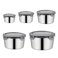 5pcs Stainless Steel Lunch Box with Leak Proof Lid Food Storage Container for Lunches Snacks and Leftover Kitchen Bowls 1