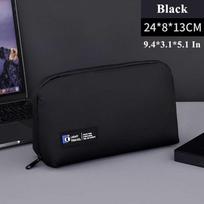 Nešiojama USB laidų tvarkyklės krepšys Kelioninis ausinių, išmaniosios baterijos, duomenų kabelių laikymo maišelis Didelės talpos pelės kabelių krepšys Kietojo disko laikymo krepšys juoda