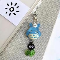 Kawaii Mėlynas Gyvūnas Totoro Telefono Pakabukas Suodžių Dvasia Raktų Pakabukas Miško Anime Katė Cosplay Pakabukas Aksesuarai Rankų Darbo Y2K Dovana gray