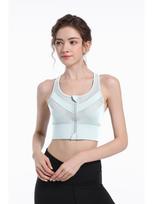High-Impact Front Zipper Sports Bra with Fixed Cup XL (115-130 lbs) dramblio kaulo baltumo spalva