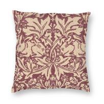 William Morris Brer Rabbit Burgundy Square Pillowcase Polyester Linen Velvet Creative Decor Pillow Case Bed Cushion Cover 18 30cmx30cm beige