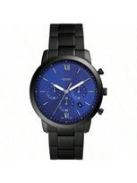 Vyriškas kvarcinis laikrodis - 44 mm juodas ciferblatas, nerūdijančio plieno apyrankė, atsparus vandeniui 50 m, minimalistinio stiliaus FS5698 mėlyna