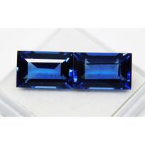 Sri Lankan 21Ct Natural Blue Sapphire Baguette Cut CERTIFIED Loose Gemstone PAIR 13.9 mm approx mėlyna