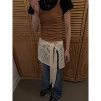Women's 2025 Summer Black Lace-up Knit Mini Skirt with Hollow-out Design One Size
