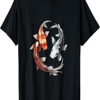 Koi Carp Ying Yang Nishikigoi Fish Cherry Blossom T-Shirt(52) S juoda