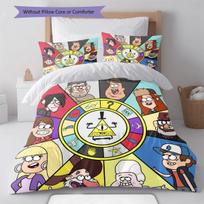 Gravity Falls raštas Patalynės antklodės komplektas Antklodės užvalkalas Pagalvės užvalkalas Namų dekoracija Gimtadienio dovana (1 * antklodės užvalkalas + 2 * pagalvės užvalkalai, be šerdies) 135x200cm