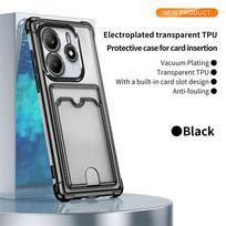 Vienspalvis dengtas kraštelis piniginės kortelių lizdas minkštas TPU telefono dėklas Xiaomi 14T 11T 13T Pro Redmi Note 13 11 12 14 Pro galinis dangtelis For Xiaomi13T 13TPro juoda