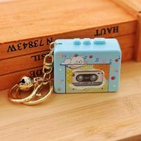 Cassette Recorder Retro Tape Recorder Keychain Recordable with Music Recording Music Box Pendant Elaborate Design Tape