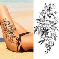 1 vnt. 3D juodos gėlės laikinos tatuiruotės lipdukas Realistiškas netikras plaunamas rožių tatuiruotės lipdukas skirtas suaugusiųjų kūno piešimui, kojoms, rankoms, kūrybingoms tatuiruotėms