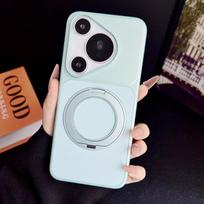 For Huawei Pura 70 80 Pro Case Litchi Grain Leather Strong Suction Metal Kickstand 360° Rotatable Spray Coating Hybrid Cover Huawei Pura 70 Pro