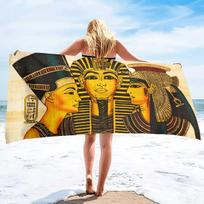 Egipto faraono paveikslo paplūdimio rankšluostis - Minkštas sugeriantis rankšluostis istorijos mėgėjams, Unikalus dizainas kasdieniam naudojimui ir komfortui W30*H60(CM)