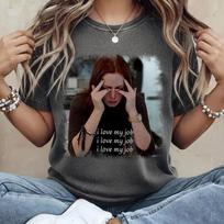 Velnias vilki Pradą Aš myliu savo darbą Marškinėliai UNISEX Moteriški Vasariniai Medvilniniai Drabužiai Madingi Kvėpuojantys Trumpomis Rankovėmis T-shirt Gerbėjų Dovanos M gray