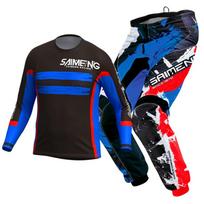 Vaikiški motokroso marškinėliai, kelnės, žali, juodi, 3, 4, 5, 6, 7, 8, 9, 10 metų, visureigių kostiumas, mėlynas, oranžinis, enduro, krosas, berniukas ir mergaitė. L-24 blue