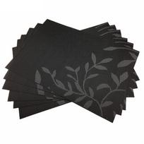 6 PVC dekoratyvinių vinilinių padėkliukų rinkinys stalo takeliui, lininiams padėkliukams, padėkliukas virtuvėje, puodelio, alaus padėkliukas, padėkliukas, Nauji metai 1lot (6pcs) juoda